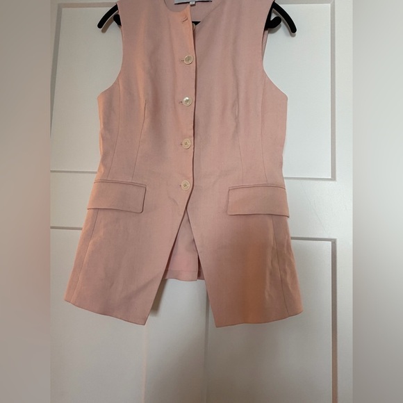 New without tags Veronica Beard Lois Linen Vest in PINK SHELL - Picture 14 of 16